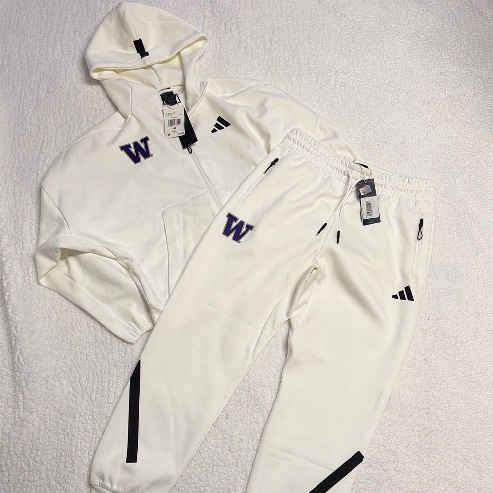 Adidas White Tracksuit with Black Accents
